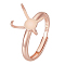 1Pc Rhodium Plated 925 Sterling Silver Adjustable Ring Findings, Prong Ring Settings, with S925 Stamp, Rose Gold, US Size 8 1/2(18.5mm), Tray: 10x7mm