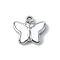 304 Stainless Steel White Enamel Charms, Butterfly Charm, Stainless Steel Color, 7x4.5x2mm, Hole: 1mm