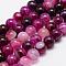 Natural Striped Agate/Banded Agate Bead Strands, Round, Grade A, Dyed & Heated, Deep Pink, 10mm, Hole: 1mm, about 37~38pcs/strand, 14.5 inch