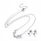 304 Stainless Steel Jewelry Sets, Brass Micro Pave Cubic Zirconia Pendant Necklaces and 304 Stainless Steel Stud Earrings, with Ear Nuts/Earring Back, Twelve Constellations, Clear, Aquarius, 18.3 inch(46.5cm), 5.5x4mm, Pin: 0.8mm