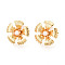 Brass ABS Imitation Pearl Stud Earrings, Flower, Nickel Free, Real 18K Gold Plated, 19x19mm