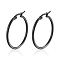 304 Stainless Steel Hoop Earrings, Rings, Black, 25x2mm