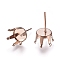 304 Stainless Steel Stud Earring Findings, Prong Earring Settings, Rose Gold, Tray: 7mm, 17mm, Pin: 0.7mm