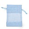 Cotton Packing Pouches, Drawstring Bags, with Organza Ribbons, Light Sky Blue, 14.8x10x0.35cm