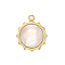 304 Stainless Steel with Shell Pendants, Sun, Seashell Color, Real 14K Gold Plated, 22x18mm