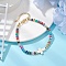 Natural & Synthetic Mixed Gemstone Beads Link Bracelets for Women Men, Cross, with 304 Stainless Steel Open Lobster Claw Clasps & Synthetic Turquoise Beads, 7-3/4 inch(19.8cm)