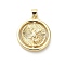 Brass Pendants, Round with Saint Michael, Golden, 23x20x3~4mm, Hole: 3.5x4.5mm