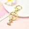Brass Micro Pave Cubic Zirconia Keychain, with Iron Findings, Letter I, 8.8cm