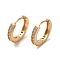 Brass Micro Pave Cubic Zirconia Hoop Earrings, Light Gold, 14.5x3mm