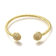 Браслеты-манжеты из циркония с покрытием из латуни и микропаве BJEW-P336-14G-2