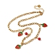 Женские ожерелья с кулоном в виде клубники из нержавеющей стали 304 с красной эмалью NJEW-F346-05G-4