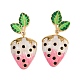 Висячие серьги-гвоздики из нержавеющей стали 304 с эмалированными вставками в виде клубники EJEW-A138-10G-02-4