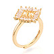 Ромбовидная латунь микропаве прозрачный кубический цирконий чашка колышек закрепка кольца KK-T076-17G-1