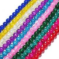 Разноцветные стеклянные бусины кракле GGC12mm