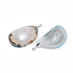 Окрашенный натуральный друзовый агат срез большие подвески G-N344-44