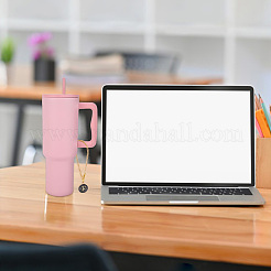 Плоские круглые подвески из эмалевого сплава с буквами AJEW-AB00184-06