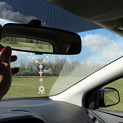 Крест и плоский круглый сплав эмалированный кулон автомобильные подвесные украшения&nbsp;HJEW-DR00212