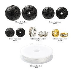 Круглые бусины из натурального лавового камня для изготовления браслетов «сделай сам»&nbsp;DIY-FS0002-01