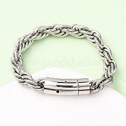 Браслеты из нержавеющей стали 304 с цепочкой и веревкой для мужчин и женщин BJEW-C124-03B-P