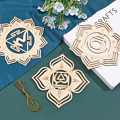 Незаконченные деревянные богемные коврики для чашек символа энергии медитации WOOD-WH0034-12