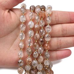 Нити бусин из натурального медного рутилированного кварца G-F809-A41-01