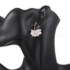 Серьги-гвоздики с цветком из латуни и смолы&nbsp;EJEW-TA00778-03