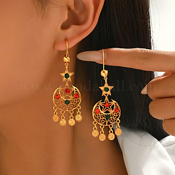 Серьги-люстры из сплава в форме луны и звезды&nbsp;KY9865