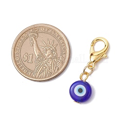 10 шт. плоская круглая подвеска ручной работы от сглаза HJEW-JM03489-05