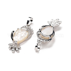 Экологически чистые подвески из латуни с покрытием из натуральной белой раковины&nbsp;SSHEL-M020-01P-05