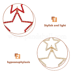 6 пара двухцветных серег-гвоздиков в форме полой звезды из сплава со стразами для женщин EJEW-FI0001-87