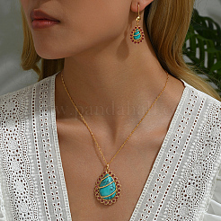 Роскошный комплект из ожерелья и серег в форме капли из синтетической бирюзы и горного хрусталя в стиле Ближнего Востока для свадьбы GL5930