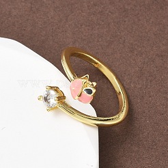 Кольца-манжеты из цветочной латуни с микропаве из кубического циркония RJEW-A069-02A-G