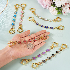 7 шт. 7-цветные эмалевые цепочки для сумок-цветочков из сплава&nbsp;HJEW-TAC0104