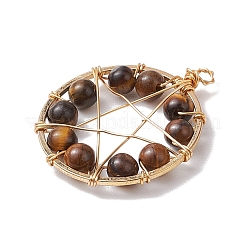 Подвески в форме звезды из натурального смешанного драгоценного камня и медной проволоки&nbsp;PALLOY-JF02832