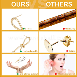 8 пара двухцветных латунных сережек-гвоздиков KK-FH0006-64