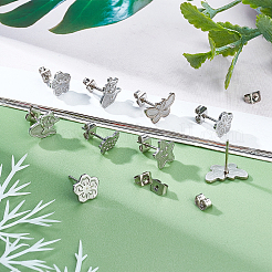 100 шт. 5 стиля сережек-гвоздиков из нержавеющей стали 304&nbsp;STAS-DC0003-99