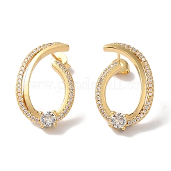 Женские серьги-гвоздики из латуни с микропаве и прозрачным кубическим цирконием&nbsp;EJEW-A110-04G