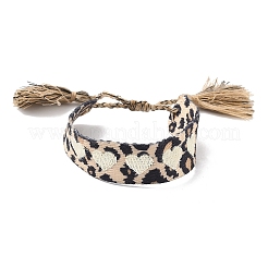 Регулируемые браслеты из полиэфирного шнура с леопардовым принтом&nbsp;LS-BJEW-B127-01C