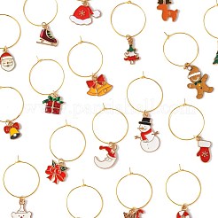 20 шт. 20 стиля подвески для бокалов для вина из сплава и эмали с рождественской тематикой&nbsp;HJEW-HS00082