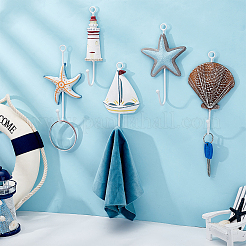 5 шт. 5-х стилистическая вешалка из дерева и железа в средиземноморском стиле&nbsp;AJEW-PH0007-71