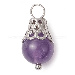 Натуральные зеленые авантюрин/аметист/розовый кварц/лавовый камень/кварц круглые подвески&nbsp;PALLOY-JF03183-02