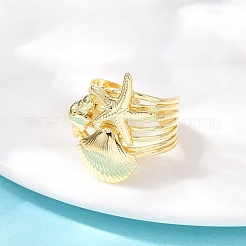 Латунные манжеты с океанской тематикой RJEW-C135-01G-06