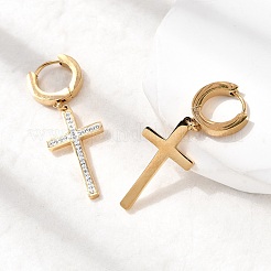 Серьги-кольца из полимерной глины с крестом 304 из нержавеющей стали EJEW-G453-11G-02