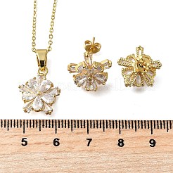 Комплекты серег-гвоздиков и ожерелий с подвесками из латуни с микропаве из прозрачных кубических цирконий SJEW-Z002-04G