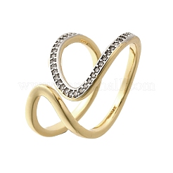 Латунные кольца-манжеты с микропаве и прозрачным цирконием для женщин&nbsp;RJEW-G347-17GP