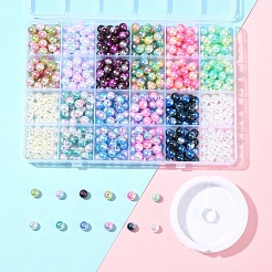 Наборы для изготовления браслетов из круглых радужных бусин из АБС-пластика с имитацией жемчуга&nbsp;DIY-FS0007-71