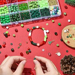 Рождественская тематика наборы для изготовления браслетов из акриловых бусин своими руками&nbsp;DIY-YW0010-91