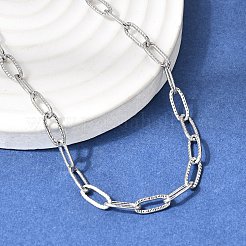 Цепочка-скрепка из нержавеющей стали 201 толщиной 4 мм с текстурированной поверхностью&nbsp;NJEW-K302-25P