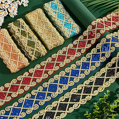 14 ярд двухцветных полиэстеровых сетчатых кружевных лент с вышивкой&nbsp;OCOR-PH0002-42