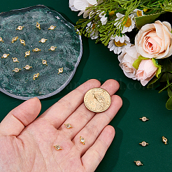 24 шт. латунные плоские круглые подвески-соединители из кубического циркония&nbsp;KK-DC0004-84